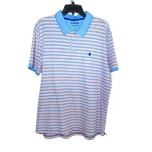 IZOD Men's Polo Advantage Natural Stretch Golf Shift Blue Peach EUC 0726